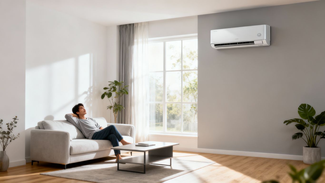 Mini split system in a modern living room