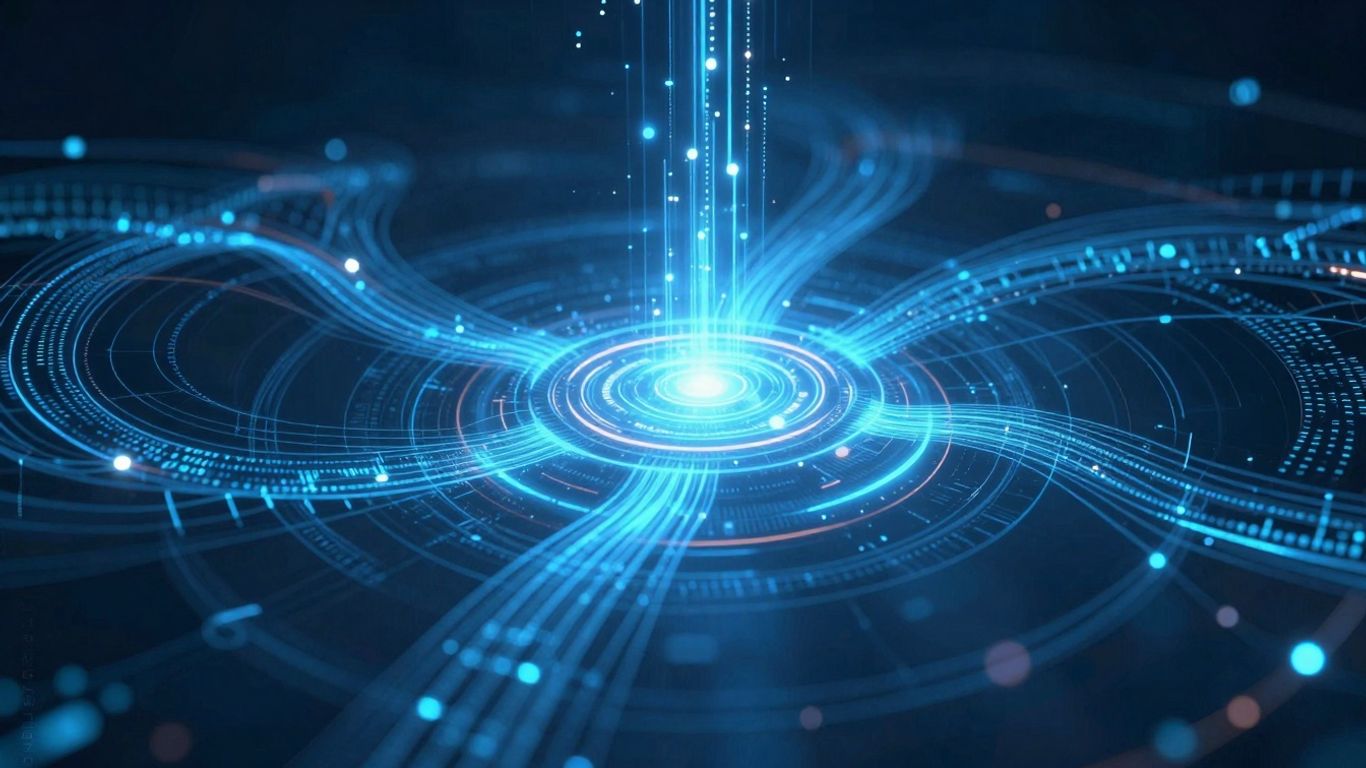 Digital streams connecting to a central security hub.