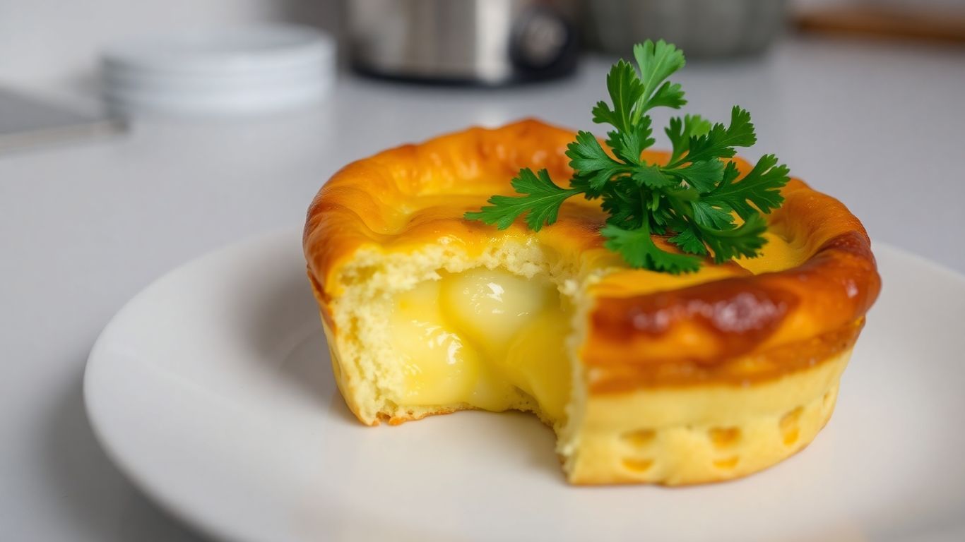 Golden brown kaassoufflé with oozing cheese