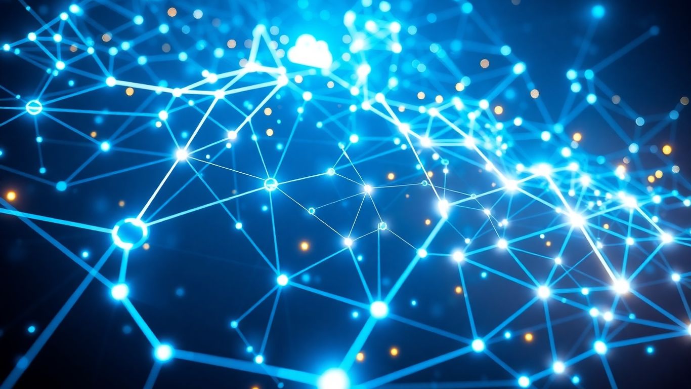 Abstract digital network representing financial data flow.