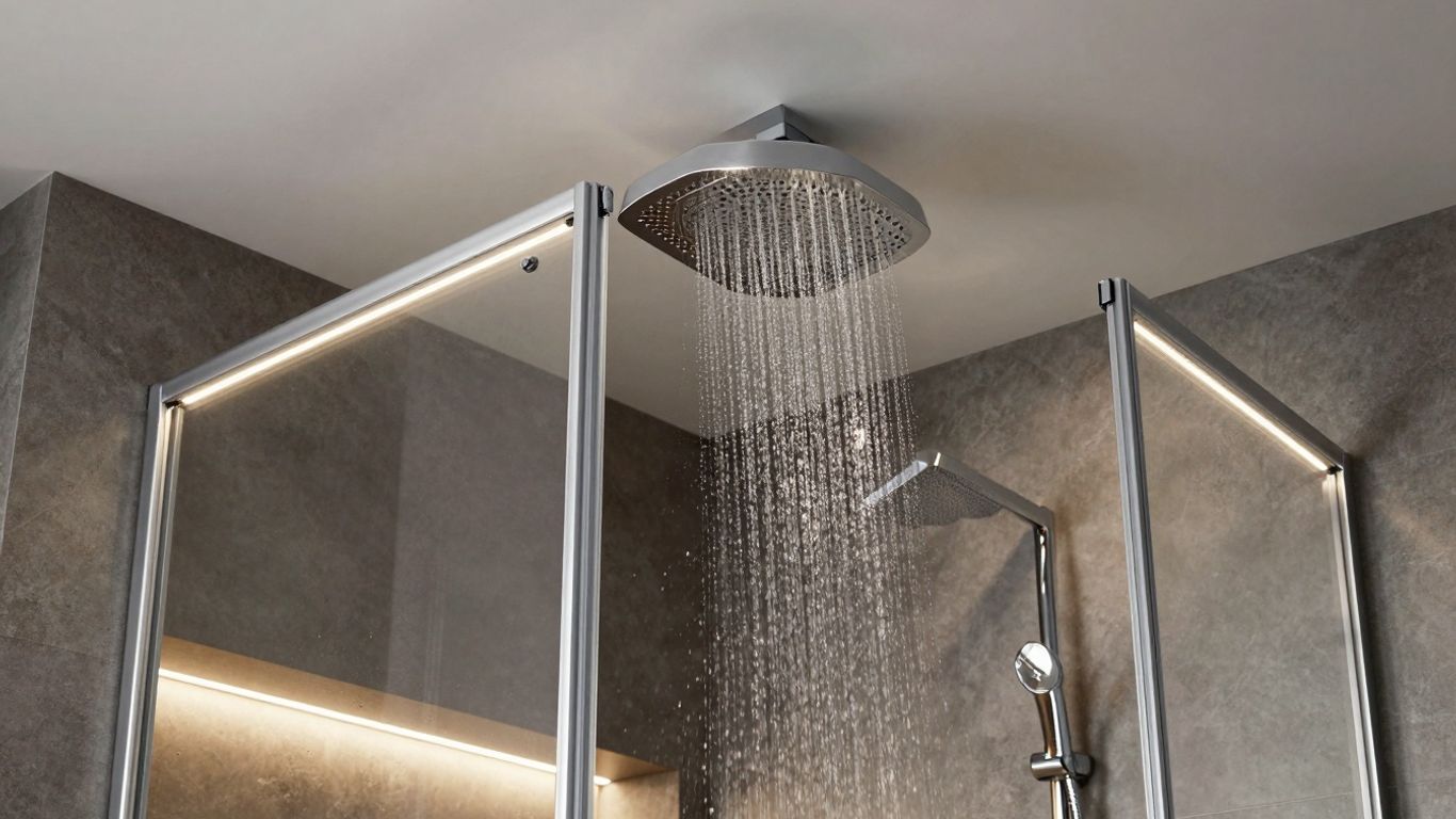 Modern shower with integrated stylish LED lights.