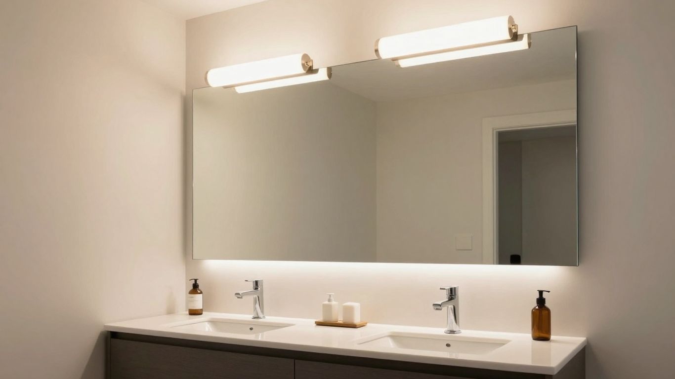 Modern bathroom vanity with above mirror light