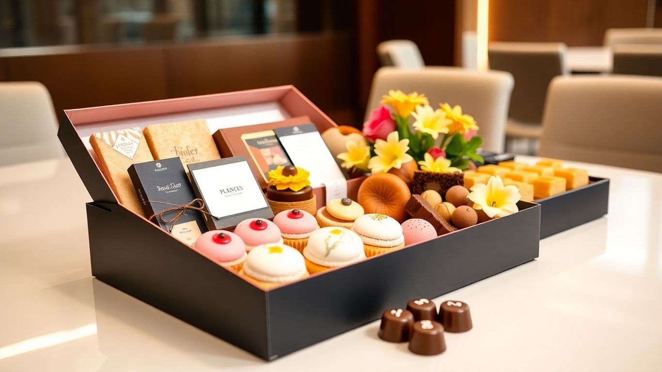 กล่องขนมหรูสำหรับงานประชุมบนโต๊ะประชุมทันสมัย