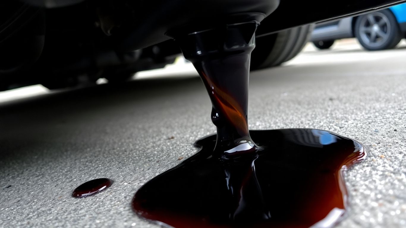 Car leaking fluid onto the ground.