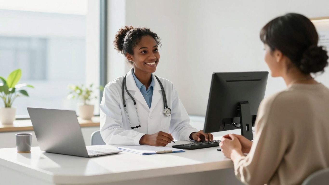 Doctor and patient in a modern clinic.