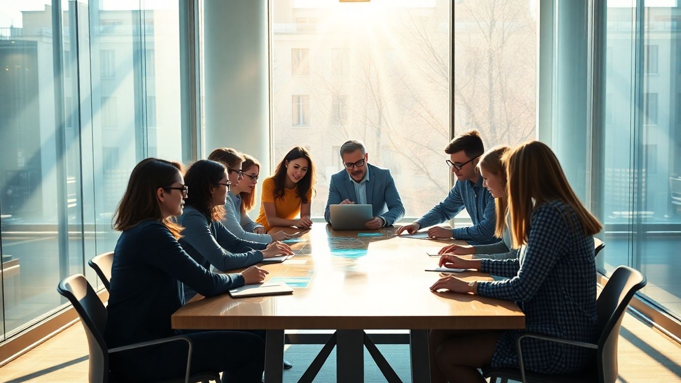 Team collaborating on web design projects