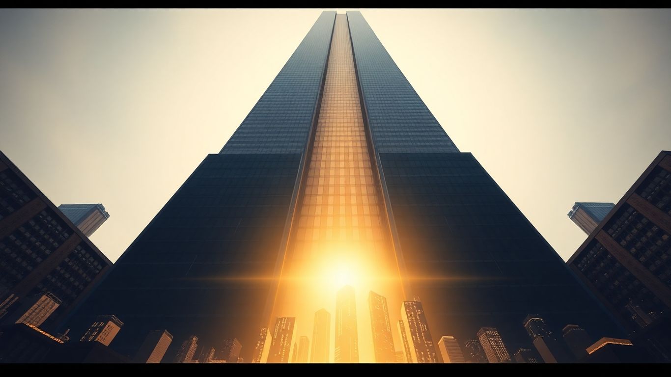 Skyscraper and abstract financial market growth