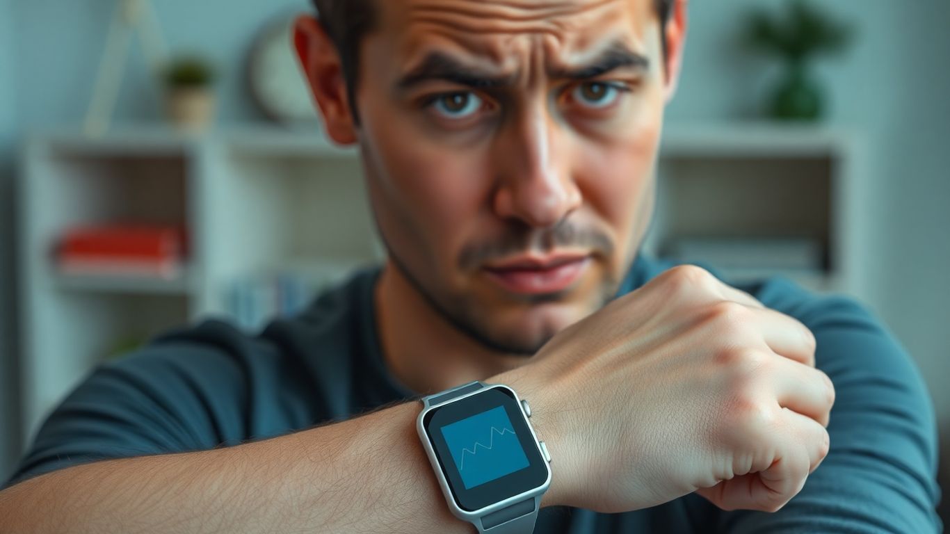 Person confused by heart rate monitor on wrist