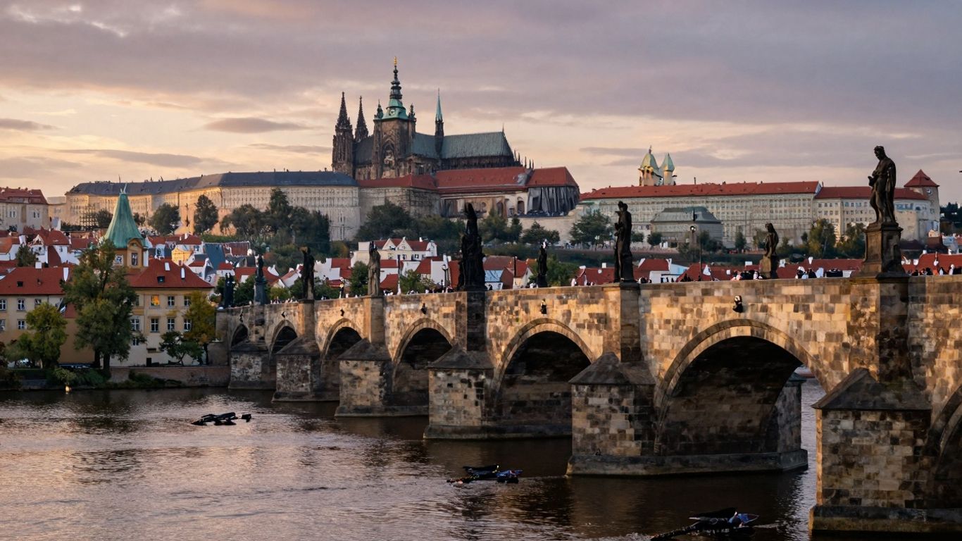 Most Karola w Pradze o wschodzie słońca