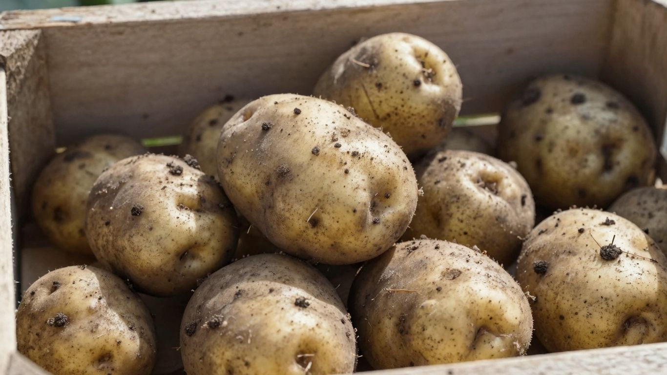 Biologische aardappelen in een houten kist