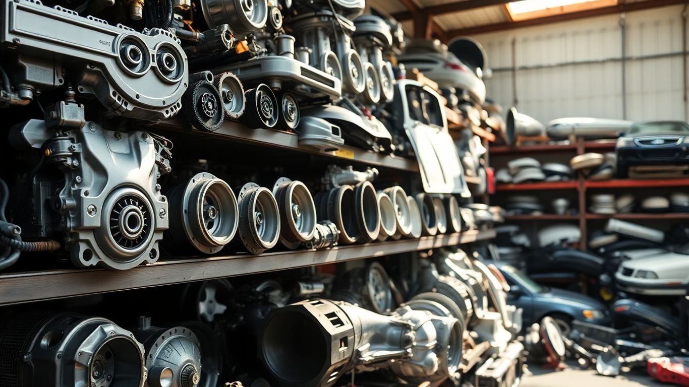 Chrysler car parts in a dismantling facility
