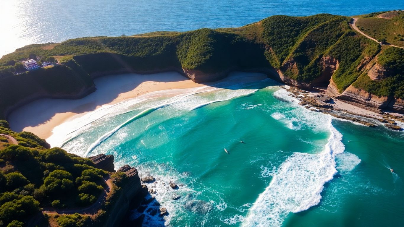 Bronte Beach Sydney waves crashing golden sand green cliffs