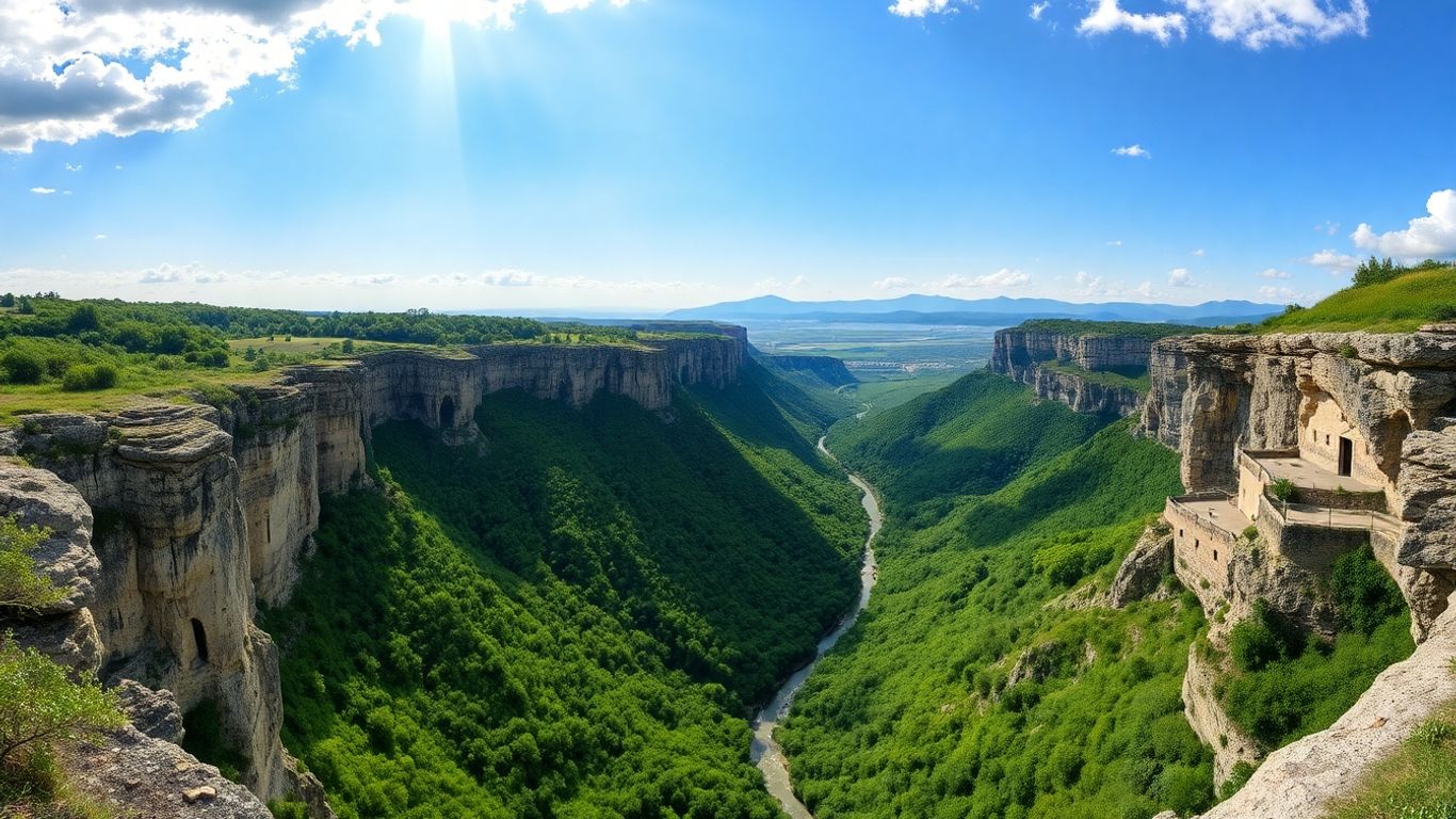 Scenic Hérault valley with cliffs and river