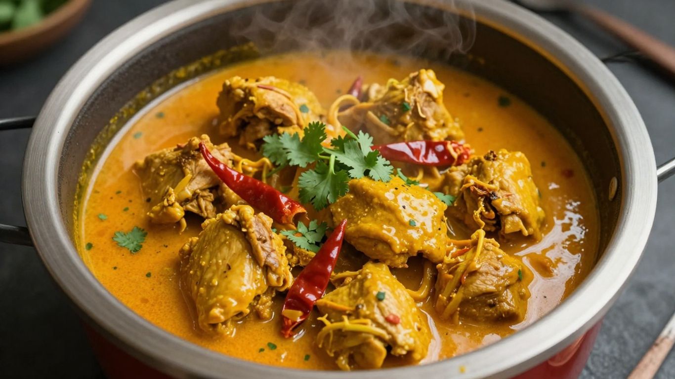 Crock pot chicken curry with cilantro garnish.