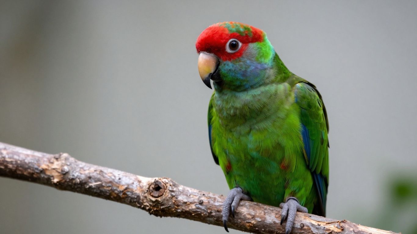 Red Sided Eclectus parrot with green body and red breast.