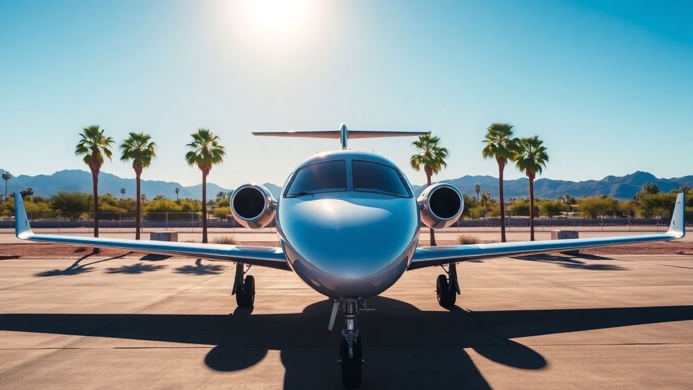 Luxury private jet on Scottsdale tarmac