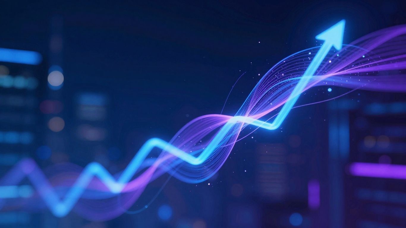 Digital assets evolving with futuristic streams.