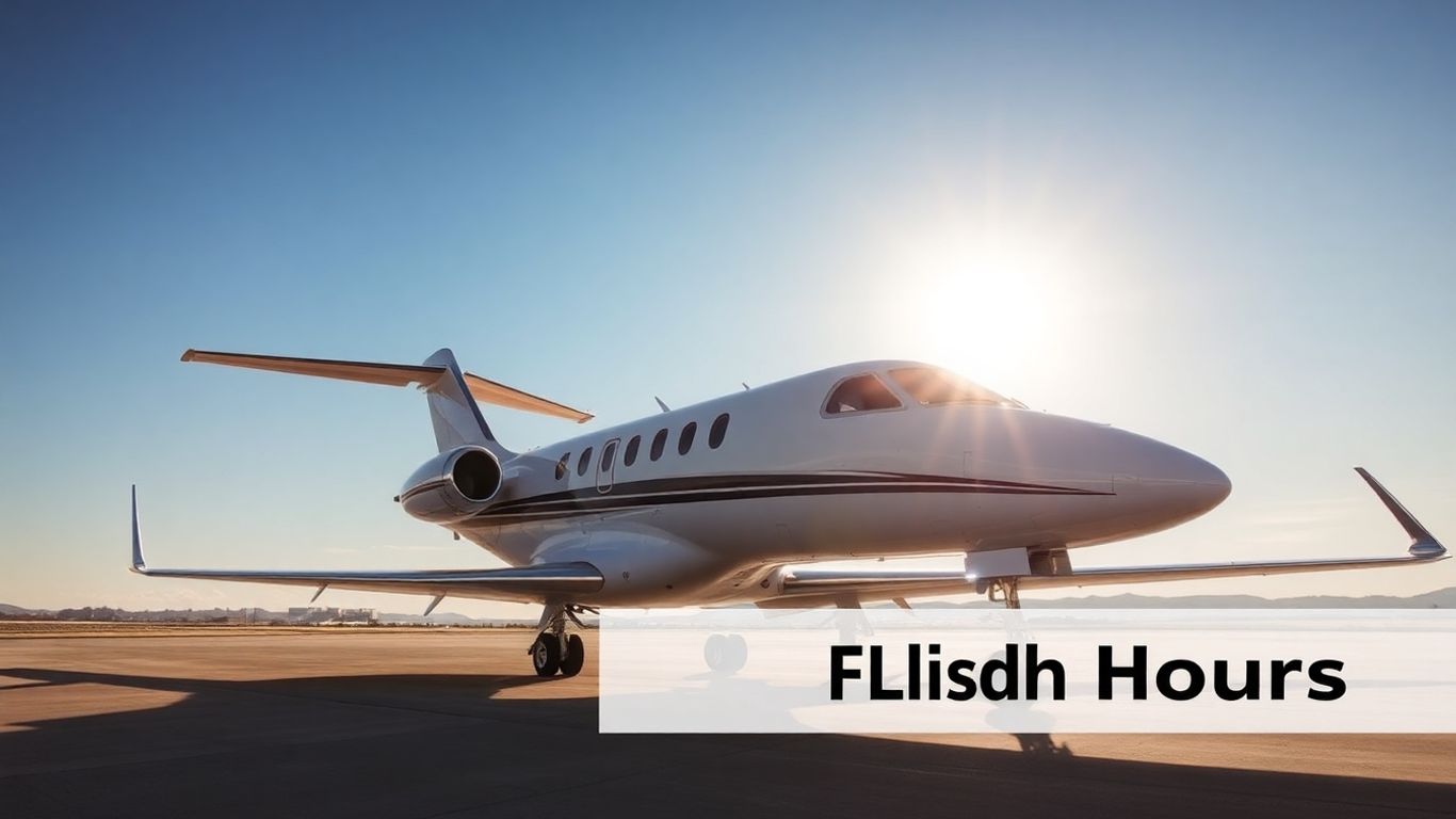 Private jet on tarmac, sunny day.