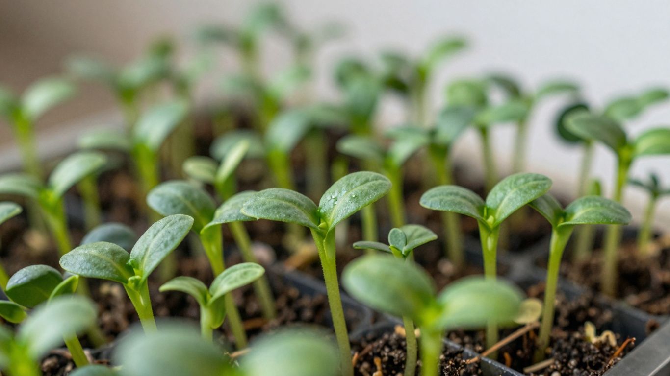 Frische Mikrogreens wachsen in kleinen Behältern.