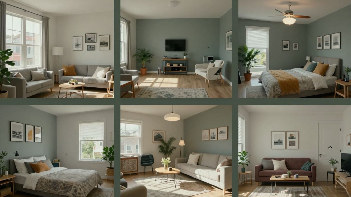 Various Airbnb property sizes with natural light.
