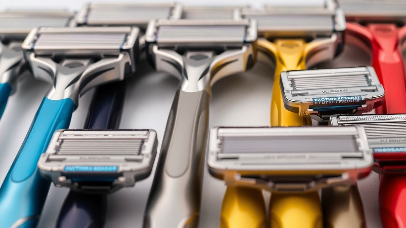 Gillette Fusion razor handles and blades close-up.