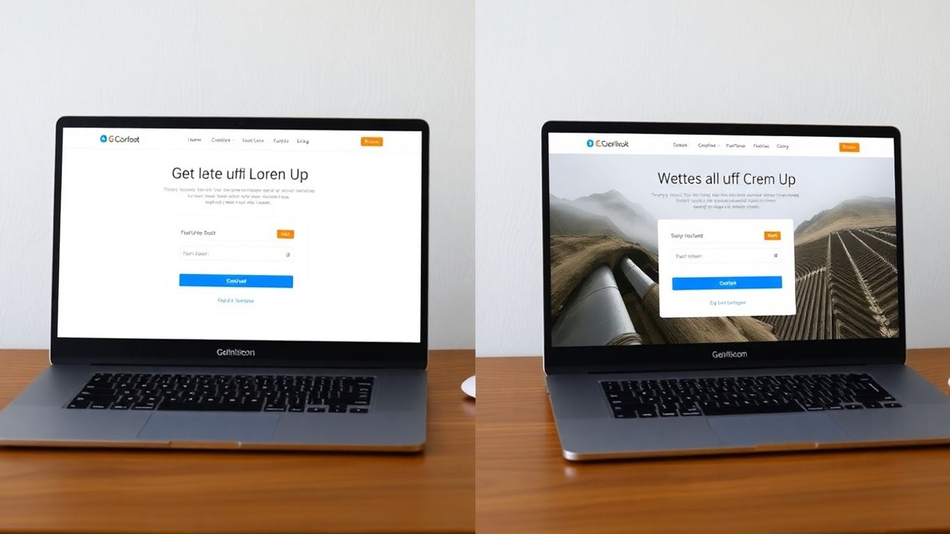 Two landing page designs compared side-by-side.
