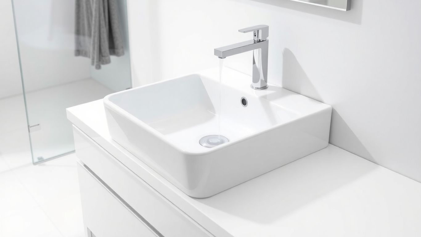 Ideal Standard semi countertop basin in a modern bathroom.