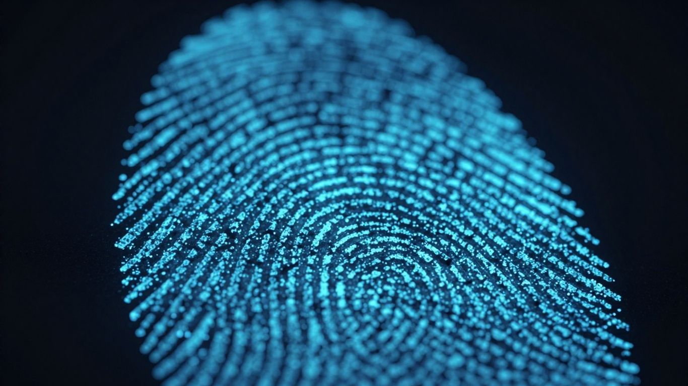 Close-up of a glowing fingerprint, symbolizing biometric security.