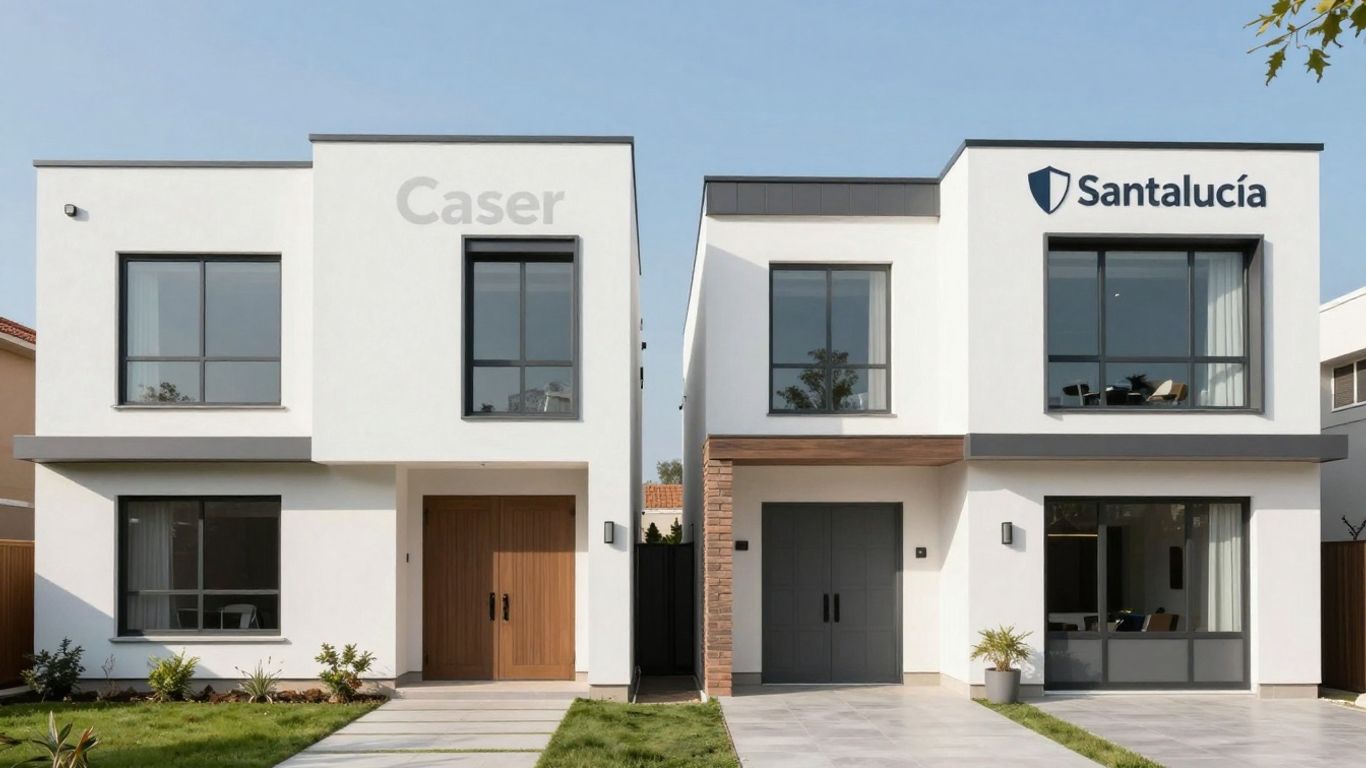 Casas comparando seguros de hogar Caser y Santalucía.