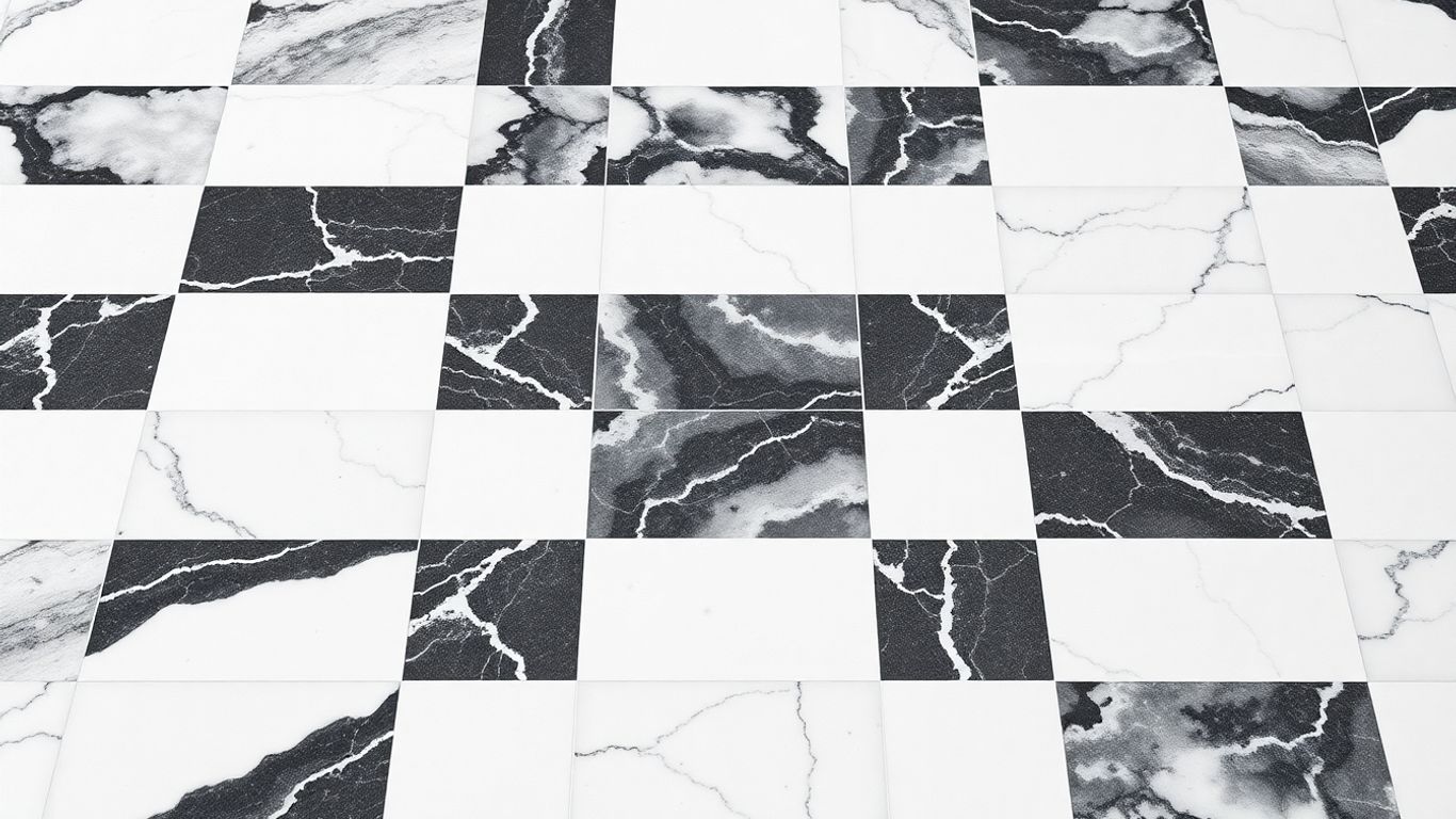 White onyx marble checkerboard floor pattern