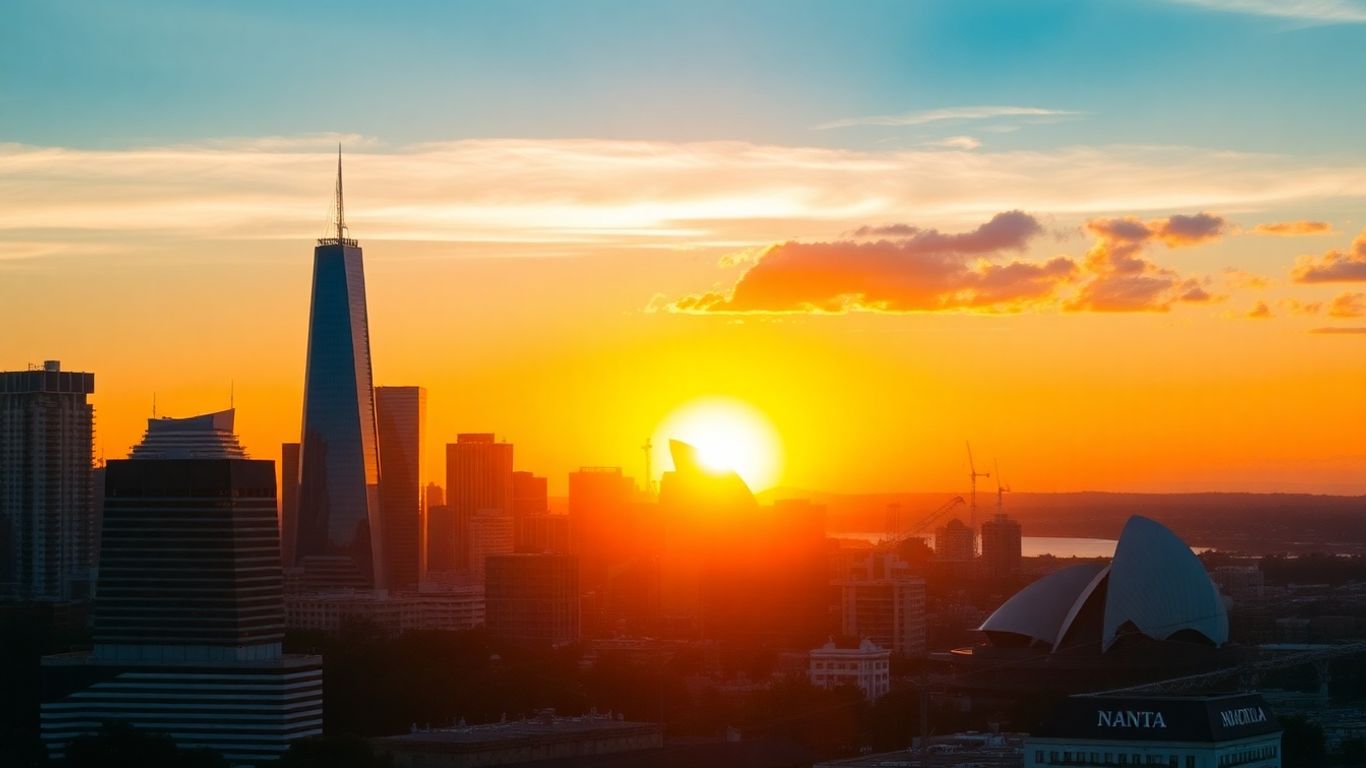 Sunrise over Australian cityscape