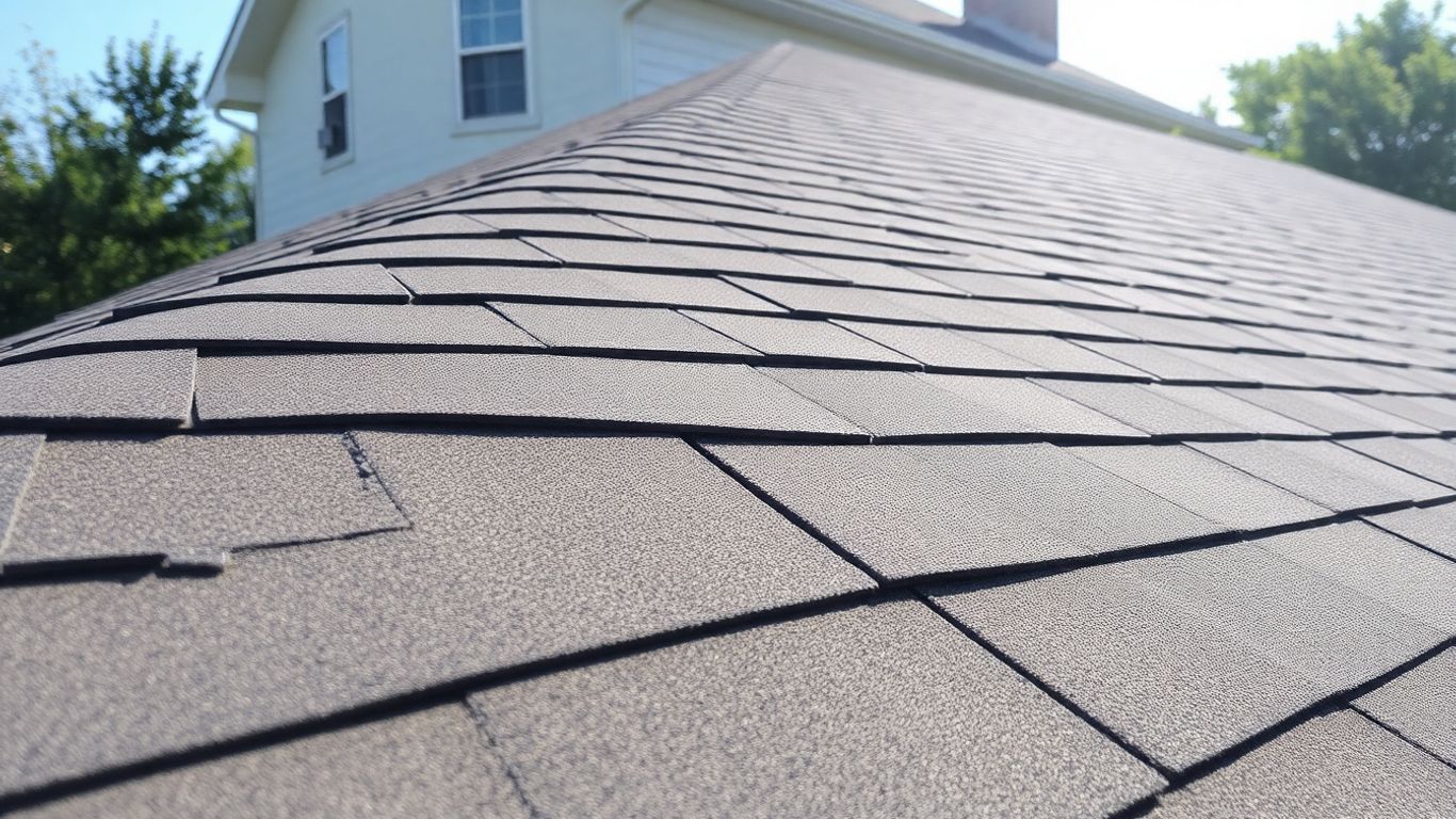 Residential roof with intact shingles under sunlight.
