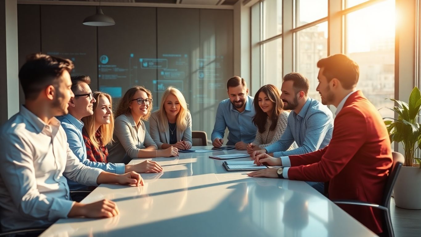 ทีมงานทำงานร่วมกันในสำนักงานที่ทันสมัย