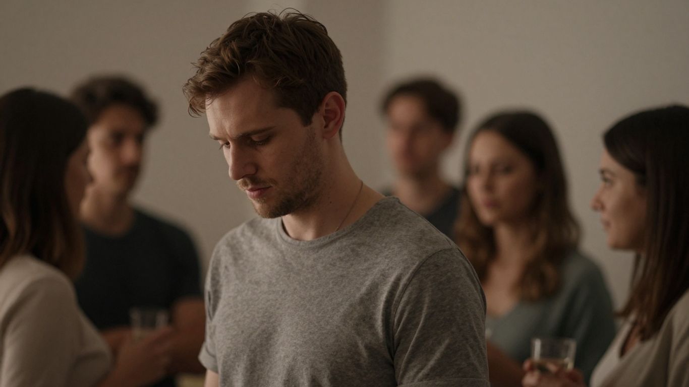 Persoană timidă într-un grup social.