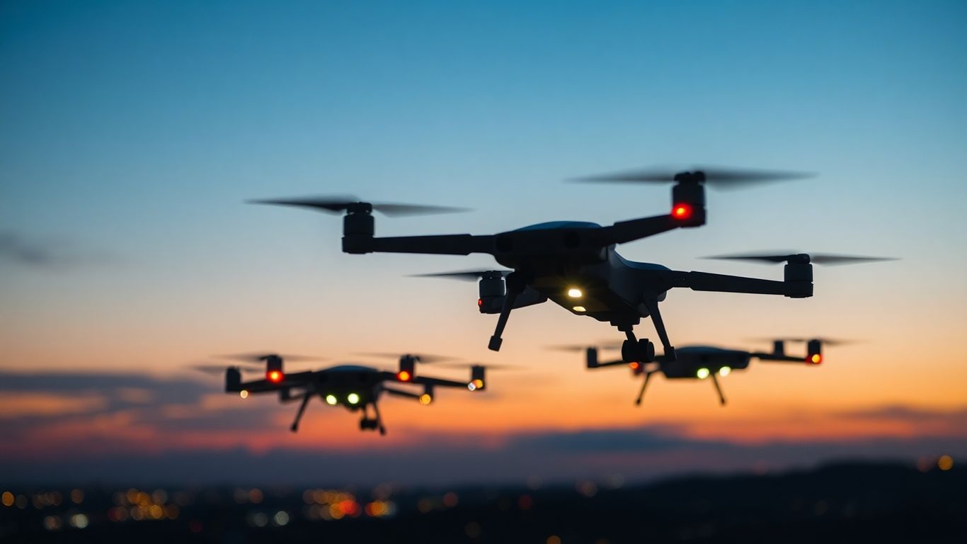 Formation de drones avancés dans le ciel.