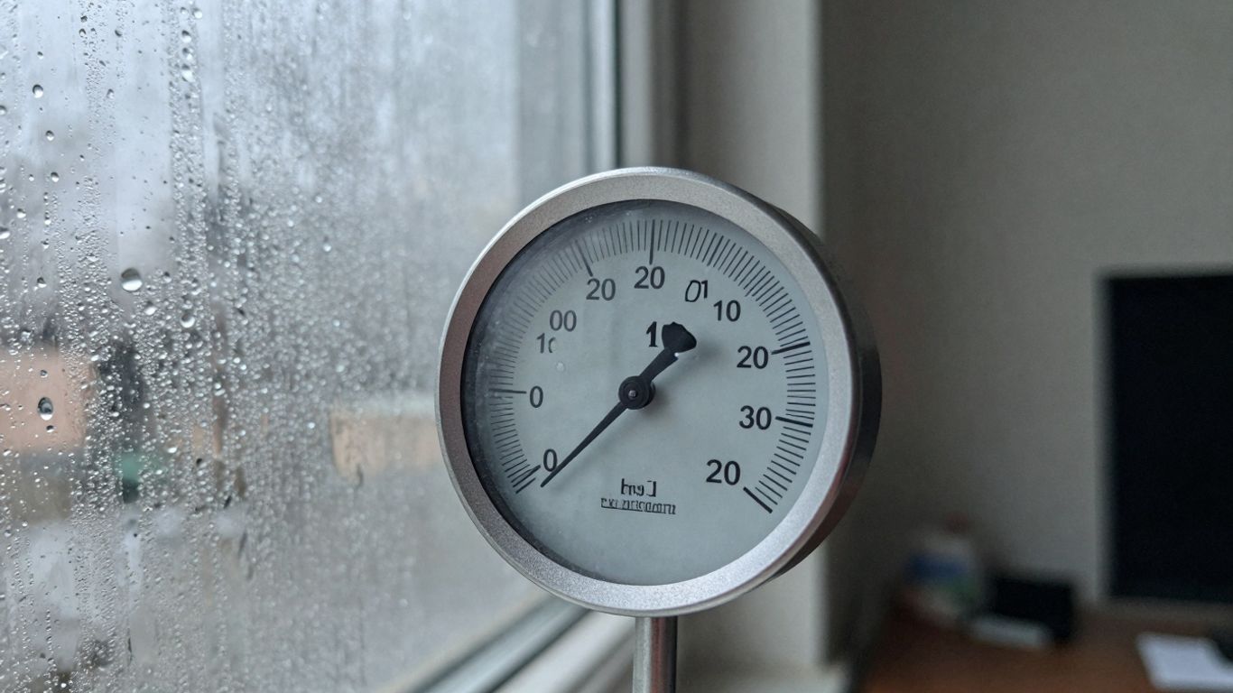 Hohe Luftfeuchtigkeit im Raum mit Kondenswasser am Fenster.