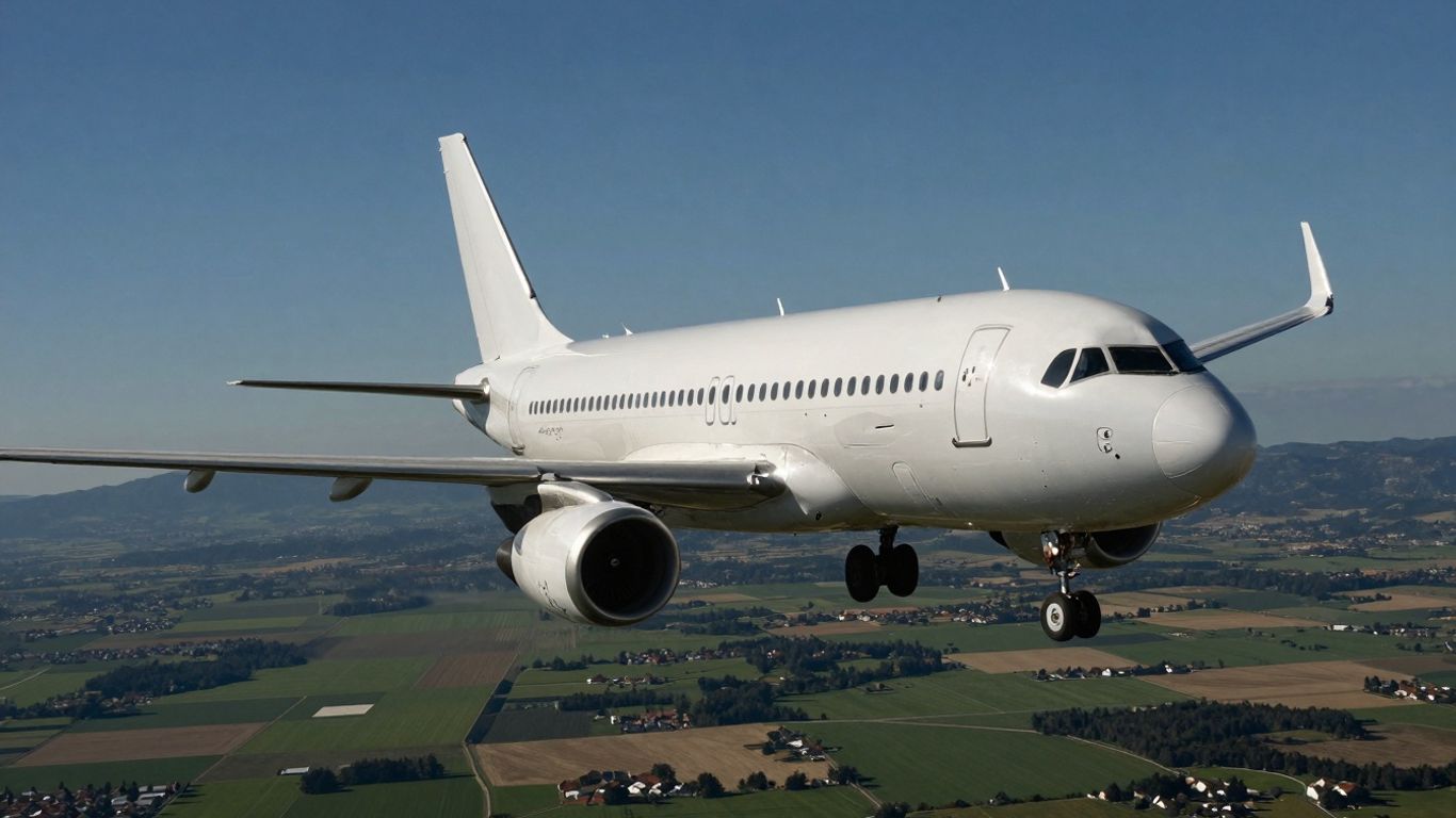 Airplane flying high in the sky.