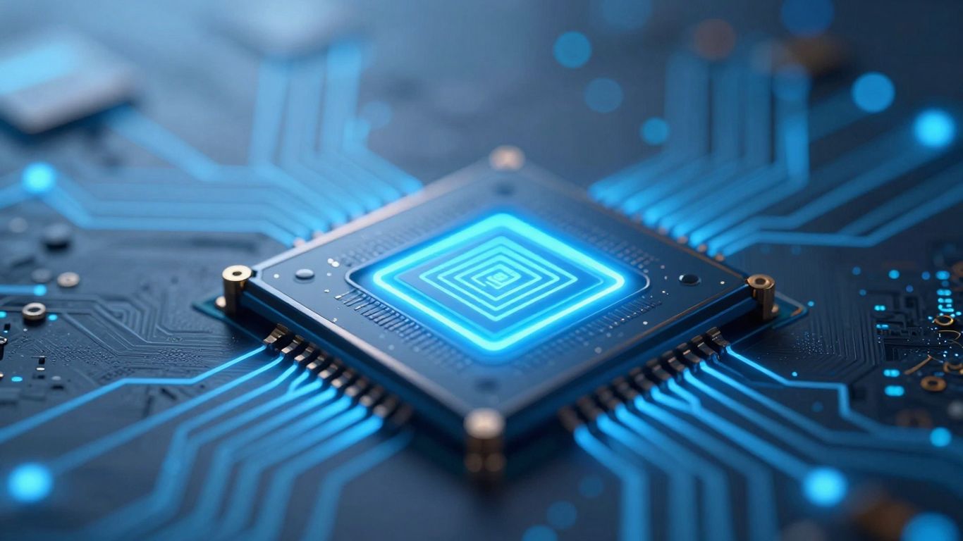 Senzor inteligent modern cu lumină albastră strălucitoare.