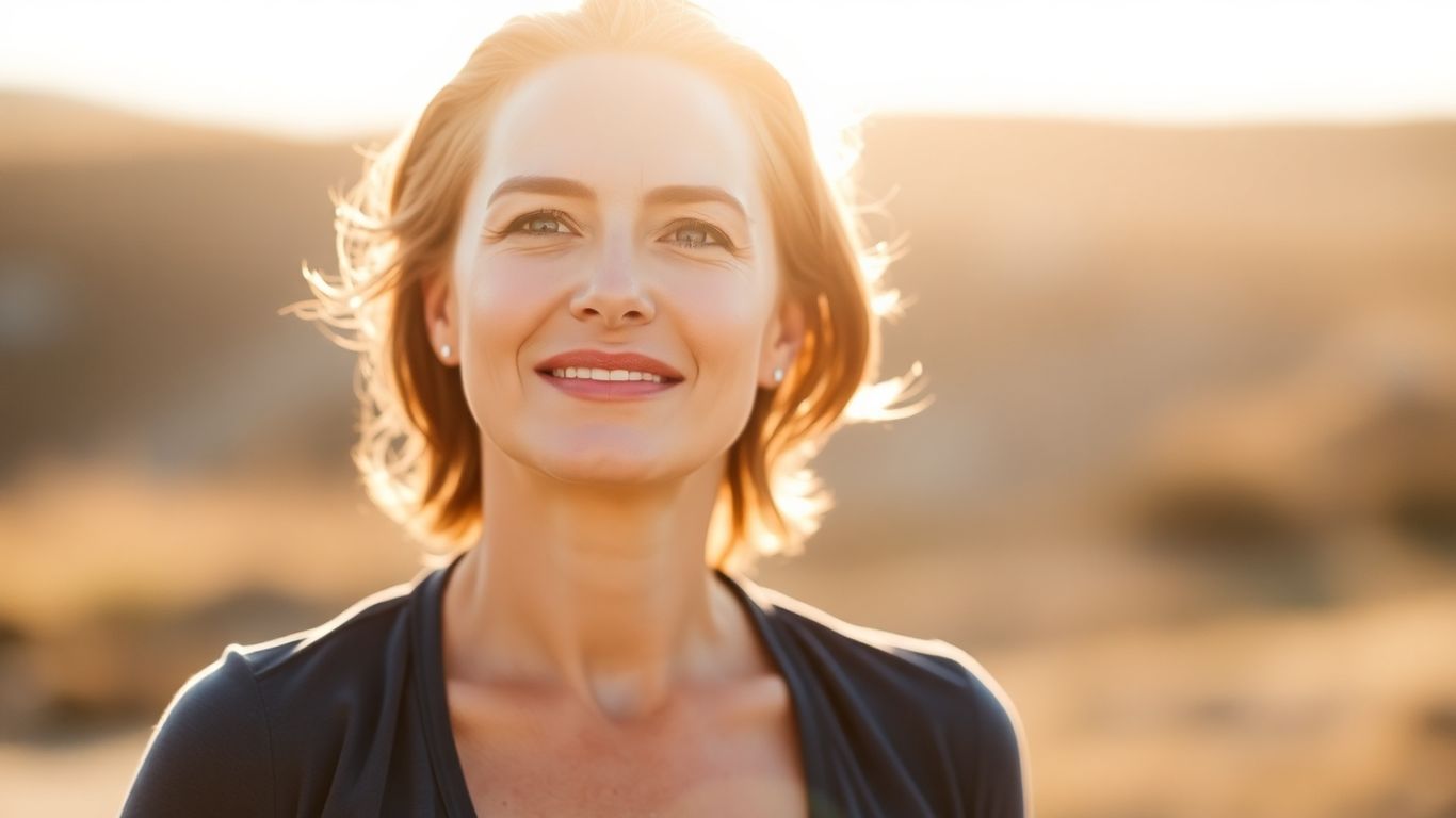 Woman looking forward with confidence and a smile.