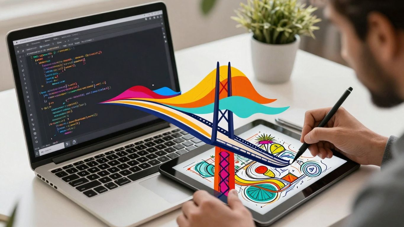 Developers and designers collaborating, bridging code and creativity.