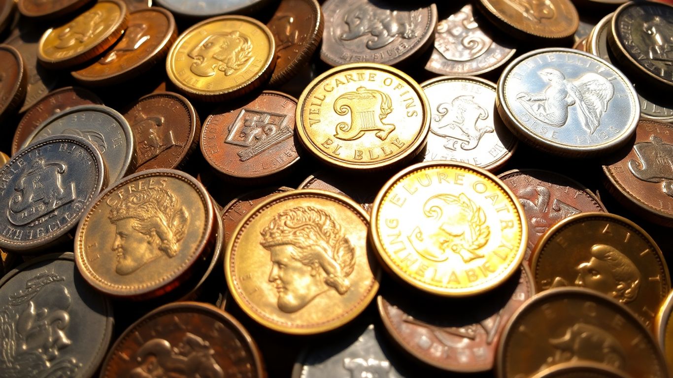Collection of valuable antique coins.