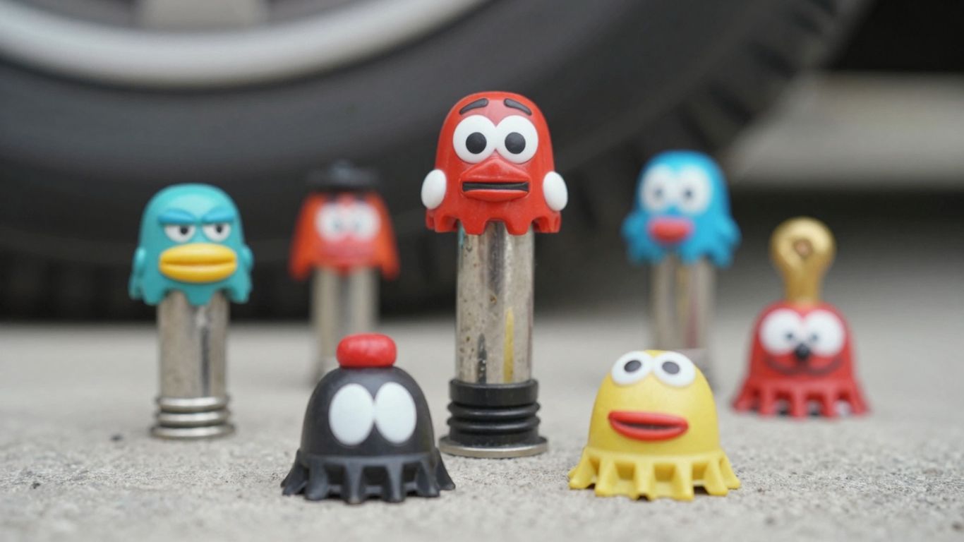 Funny tire valve stem caps for cars.