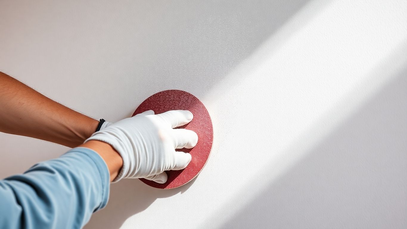 Painter sanding a wall surface