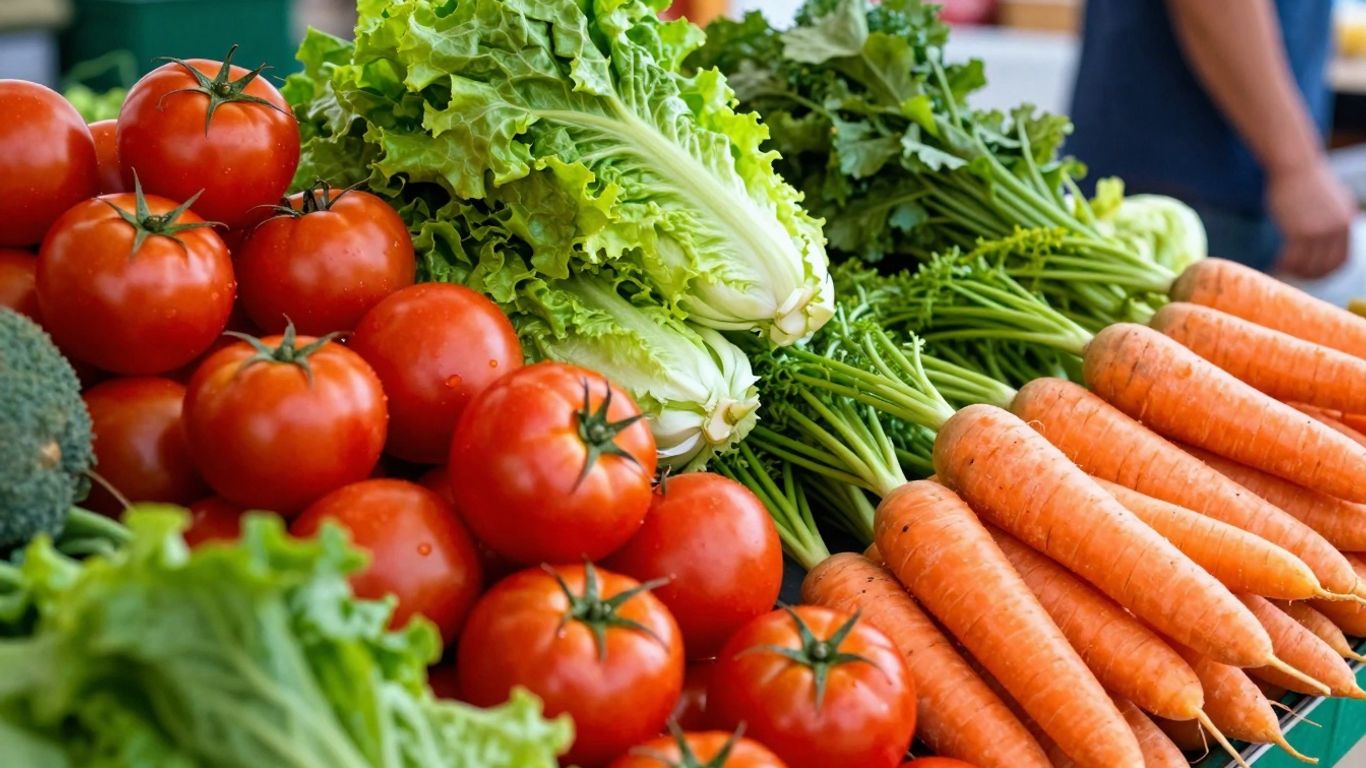 Regionale Lebensmittel auf einem Marktstand