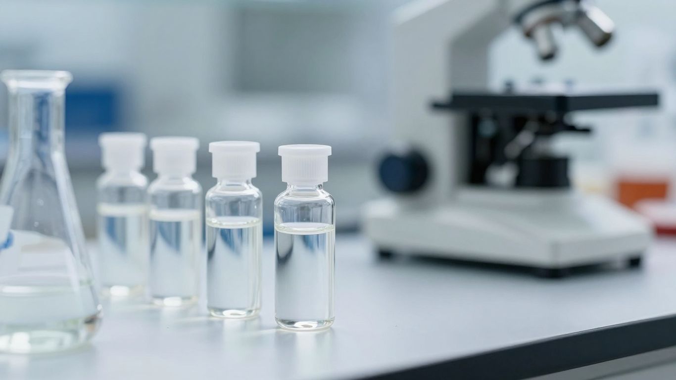Laboratory vials and scientific equipment for SARMs analysis.