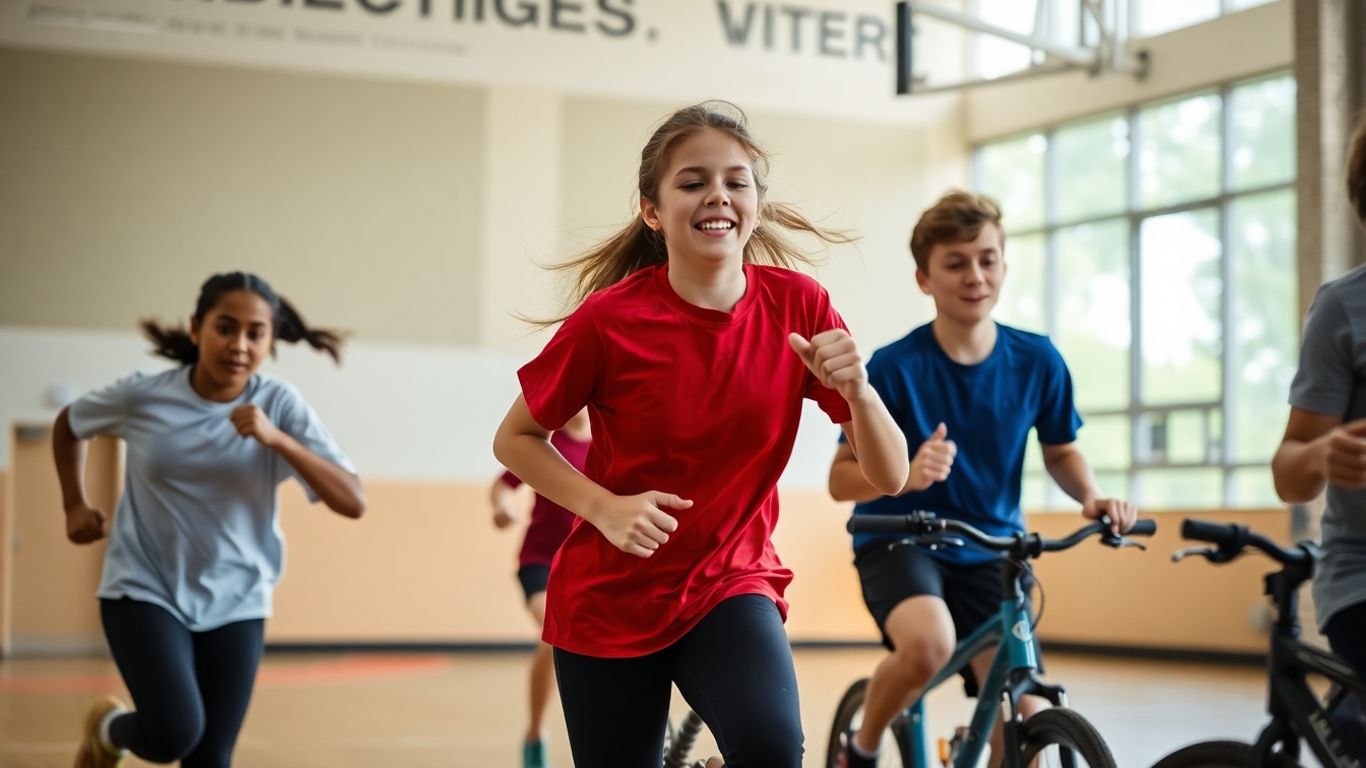 Sch&uuml;ler beim Ausdauertraining im Sportunterricht
