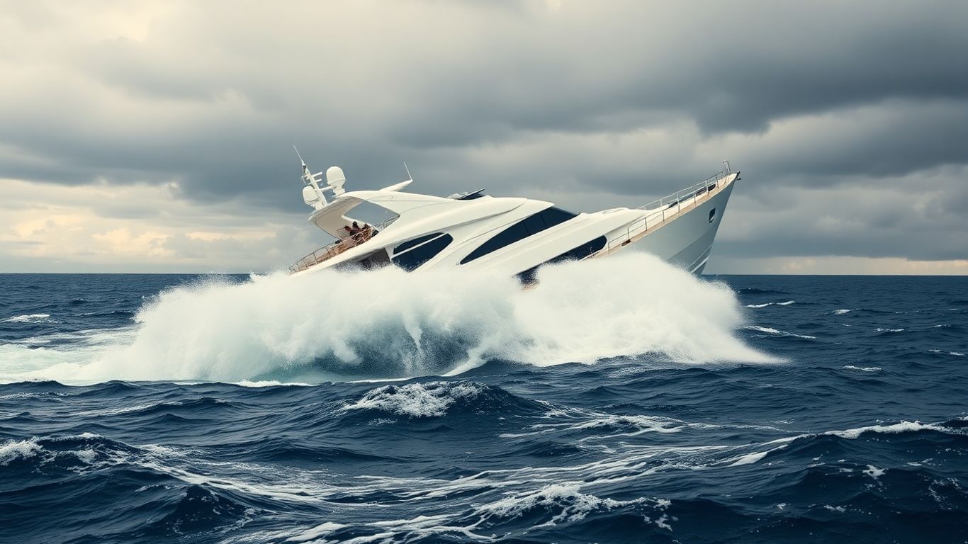 Capsized yacht in rough seas