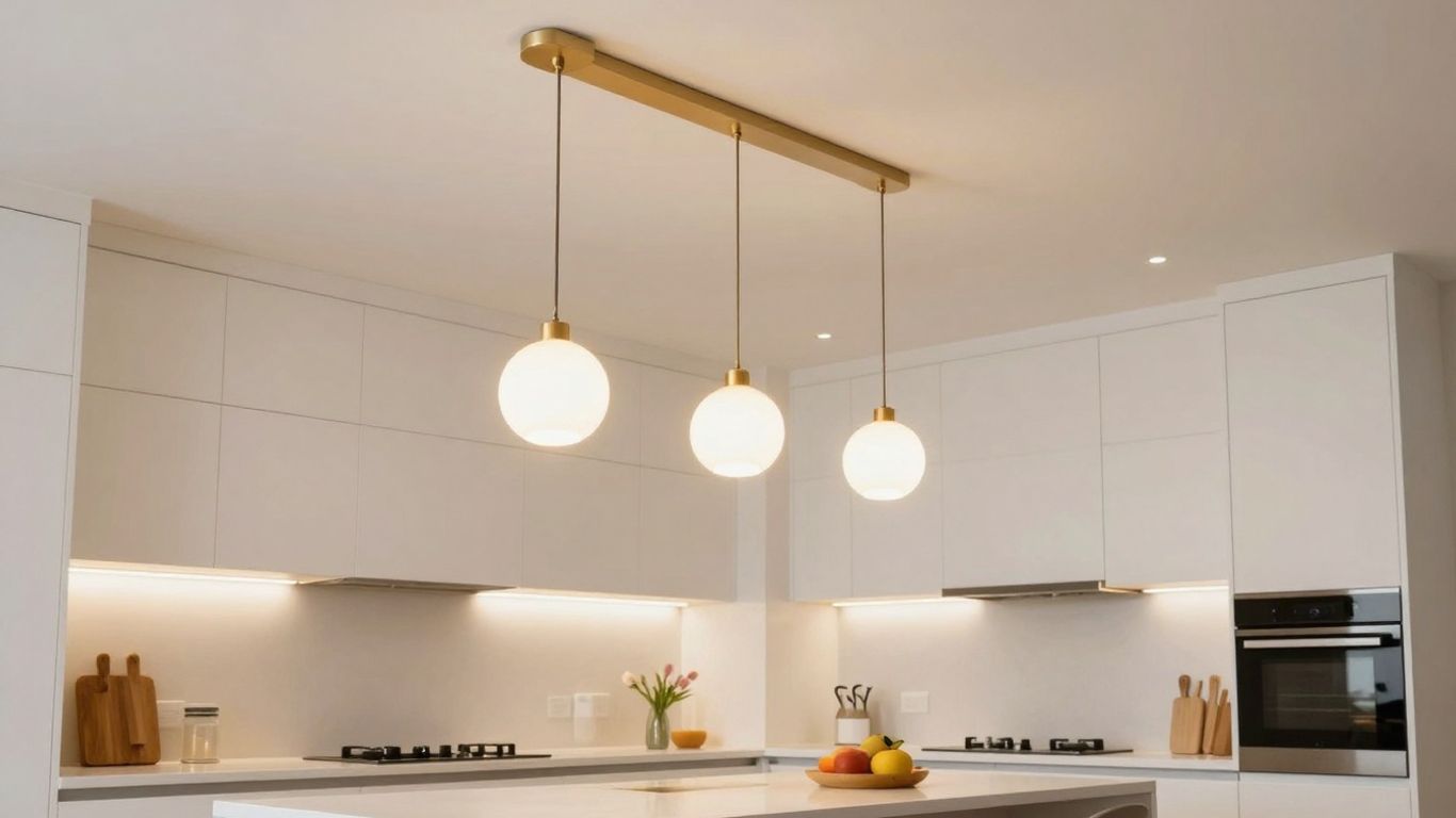 Stylish kitchen ceiling lights illuminating a modern home.