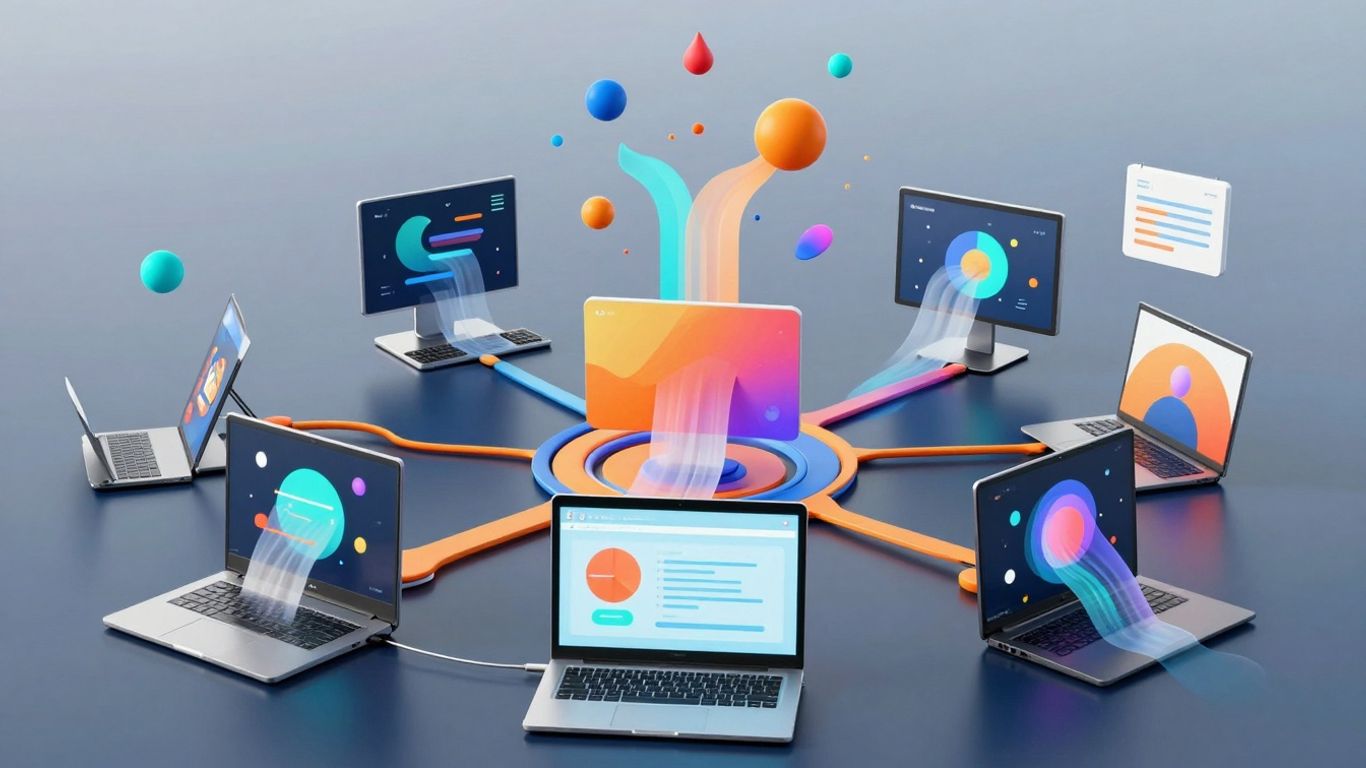 Content flowing between interconnected digital devices.