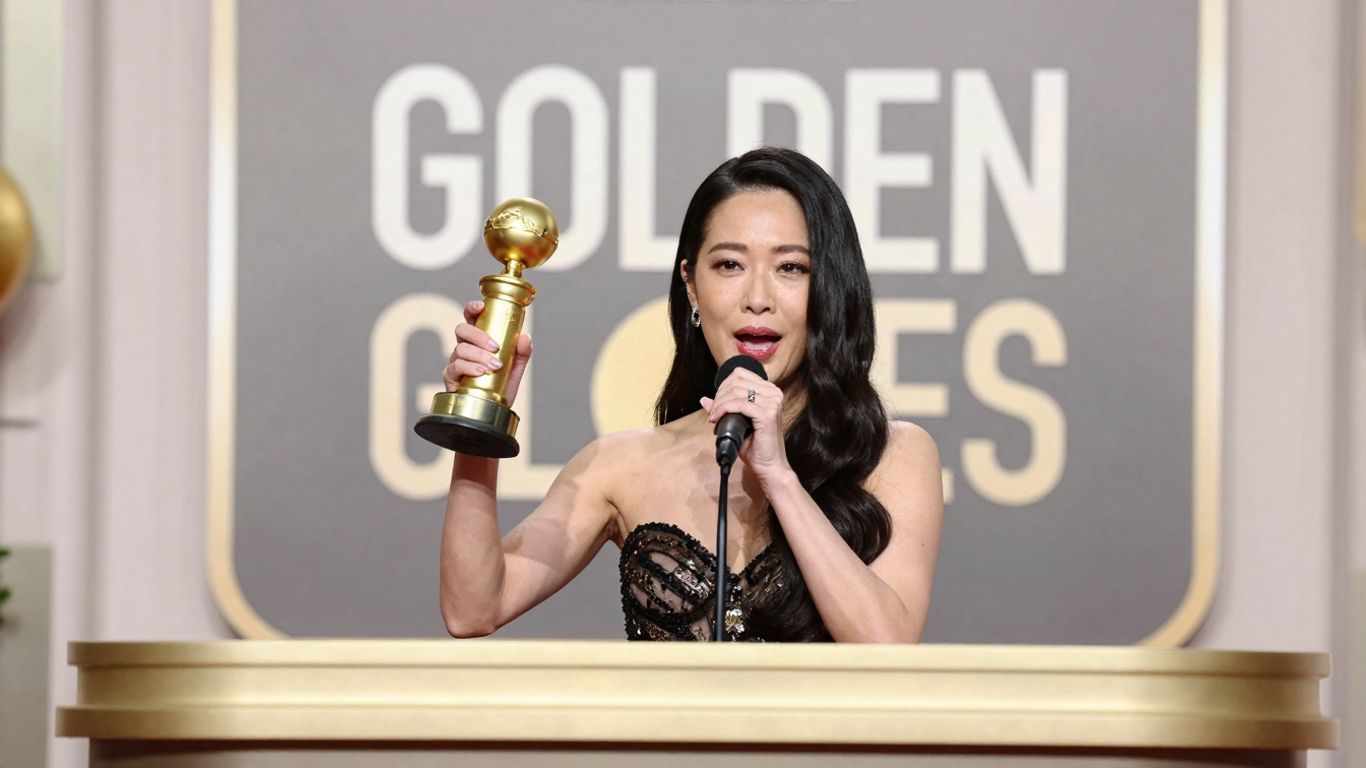 Maggie Kang at the Golden Globes 2026.